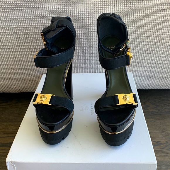 Versace Shoes - Versace Gold Medusa Head Platform Sandal 38